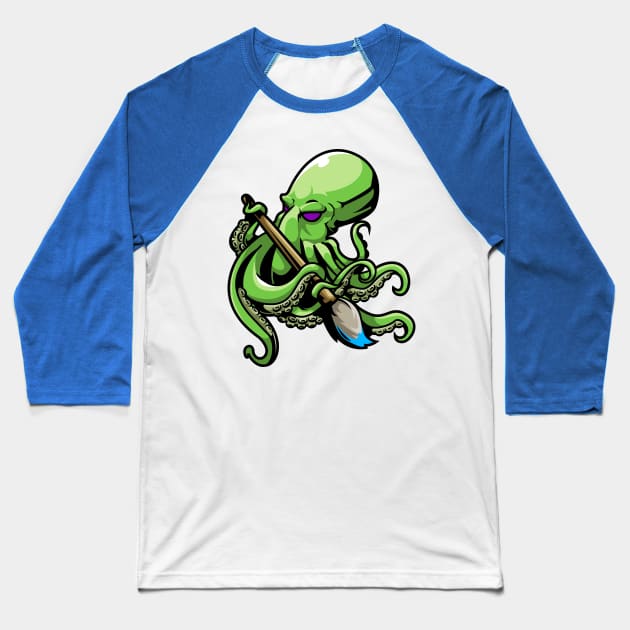 Octopus Artist Paintbrush Baseball T-Shirt by letnothingstopyou